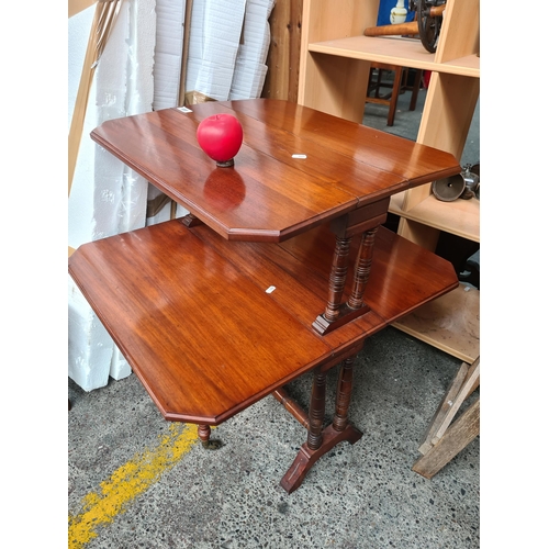 688 - Star lot : A fabulous early 20th Century mahogany double Sutherland table. Beautifully grained red m... 