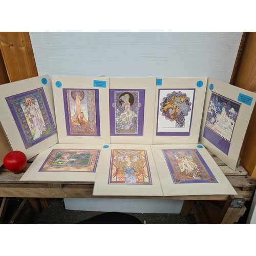 695 - A box containing eight matted Jim Fitzpatrick Irish Celtic prints of original pen, ink, acrylic and ... 