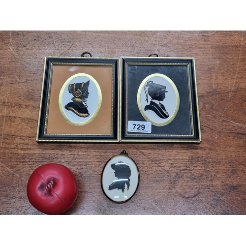 729 - Two lovely miniature hand tinted engravings titled 'Miss Esmeralda' and 'Miss Henrietta'. Both featu... 