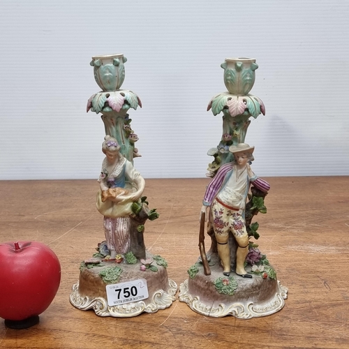 750 - A beautiful pair of 19th century candle holders by Meissen.