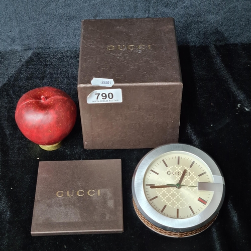 790 - Star lot ; A fabulous example of a genuine designer GUCCI 210 Swiss made desk watch clock with a ric... 