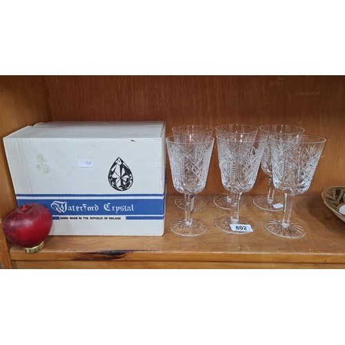 802 - A fabulous set of set Waterford Crystal goblet glasses in the Clare pattern. All in good condition r... 