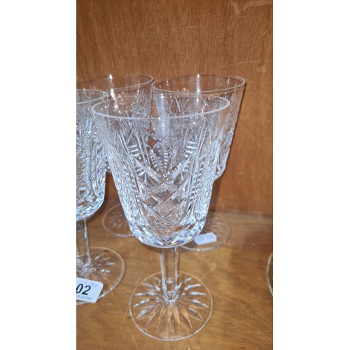 802 - A fabulous set of set Waterford Crystal goblet glasses in the Clare pattern. All in good condition r... 