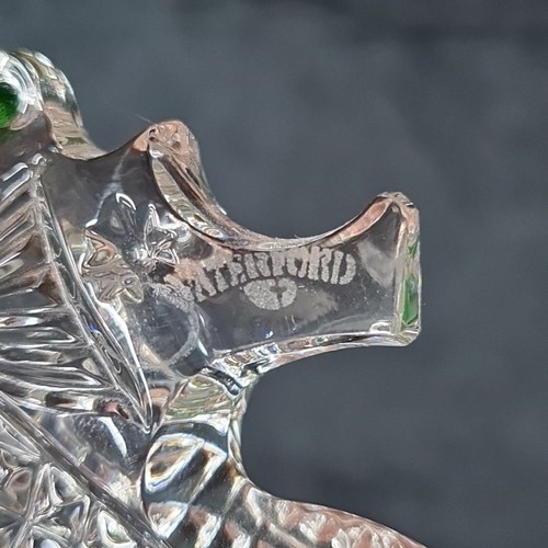 806 - A Waterford Crystal seahorse ornament with green ribbon for hanging. Seen as a symbol of good luck i... 