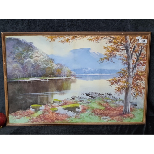 853 - A large original water colour on paper painting titled 'Sweet Innisfallen, Killarney. Features the t... 