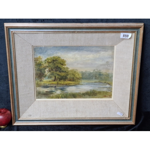 859 - Star Lot: A wonderful original oil on board painting. Features a picturesque serene landscape scene ... 