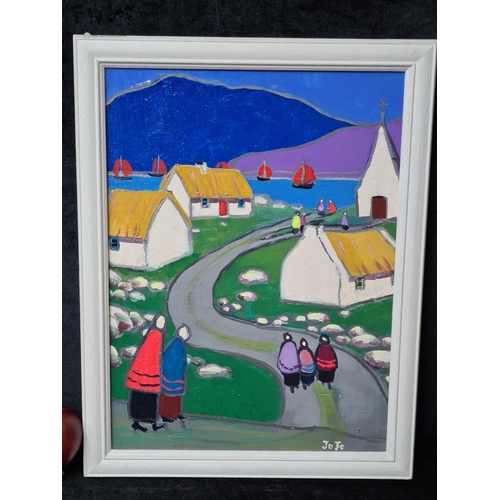 871 - A charming Josephine Guilfoyle (Irish, contemporary) original acrylic on board painting titled 'Memo... 