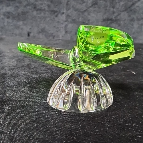 826 - Waterford Crystal butterfly figurine with green and clear glass, featuring the distinctive Waterford... 