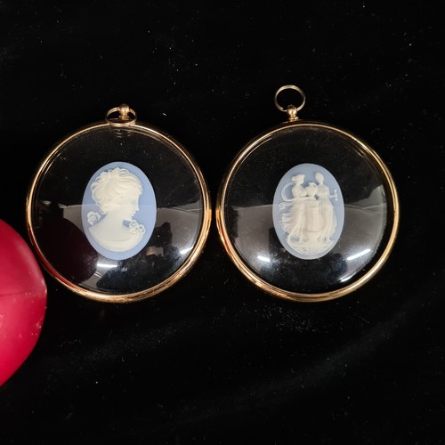 365 - Two beautiful examples of miniature silhouette porcelain plaques in high relief. Both housed in roun... 