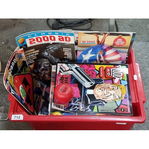 712 - A large red box containing a large collection of 2000 AD magazines. 2000 AD is a weekly British scie... 