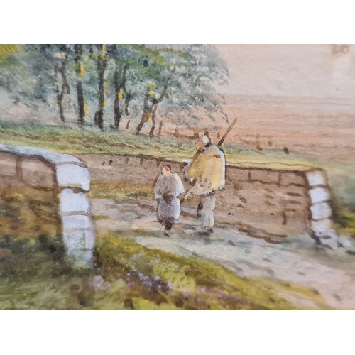 83 - Star Lot : A pair of atmospheric original antique watercolour on paper paintings. Featuring 19th cen... 