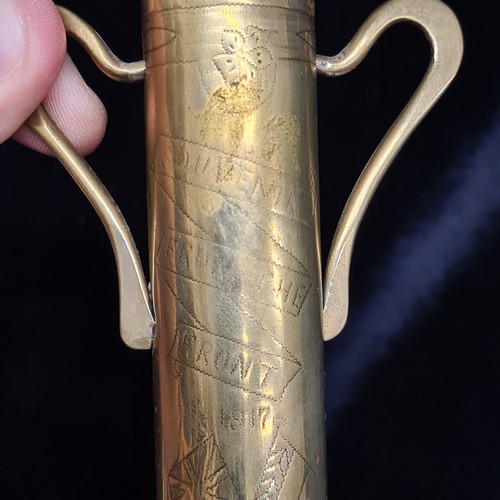 130 - A fabulous piece of trench art in the form of a trophy dating from 1917 reading 