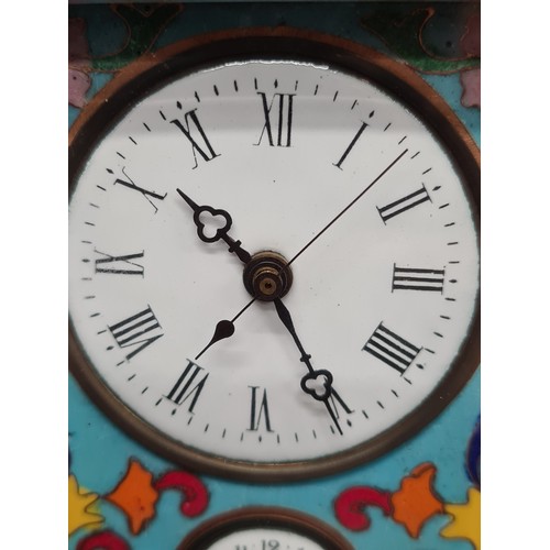 141 - Star Lot : A fabulous early 20th Century French Champleve enamel decorated  repeating carriage clock... 