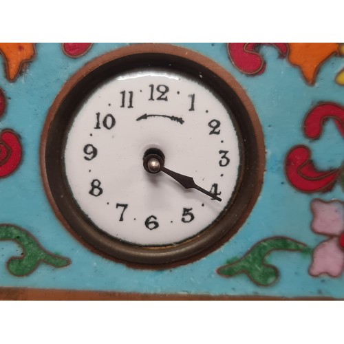 141 - Star Lot : A fabulous early 20th Century French Champleve enamel decorated  repeating carriage clock... 