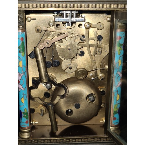 141 - Star Lot : A fabulous early 20th Century French Champleve enamel decorated  repeating carriage clock... 