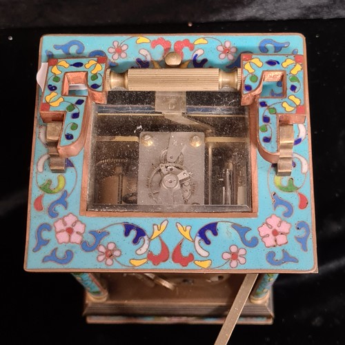 141 - Star Lot : A fabulous early 20th Century French Champleve enamel decorated  repeating carriage clock... 