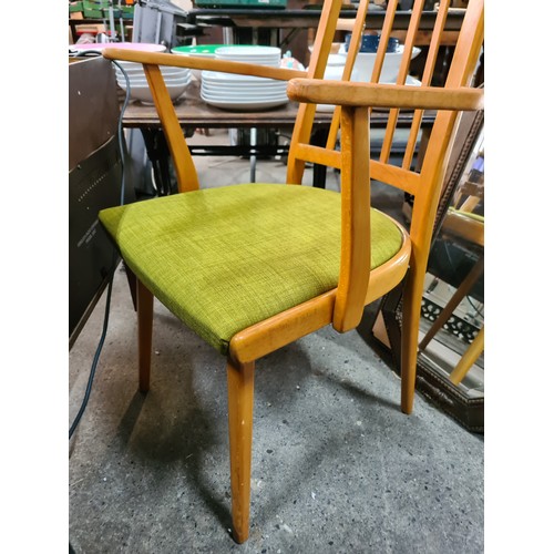 685 - Star lot : A green Danish made Vamdrup Stolefabrik style spindle back chair.