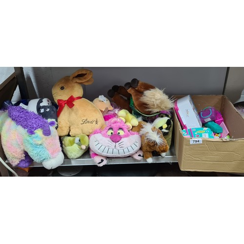 794 - A box comprising of childrens toys including Shopkins and My Little Pony examples, and a large colle... 