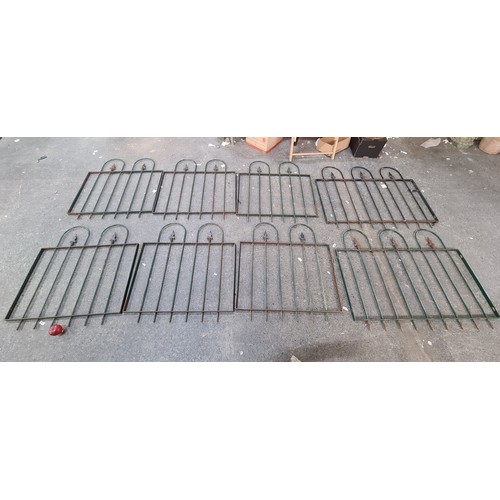 905 - Star Lot : A fabulous Set of antique iron garden fence panels featuring decorative fleur-de-lis fini... 