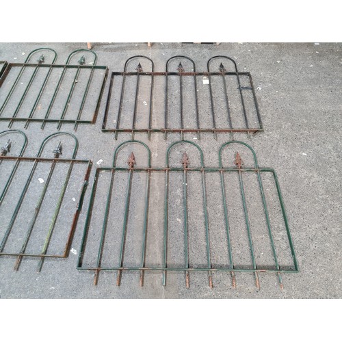 905 - Star Lot : A fabulous Set of antique iron garden fence panels featuring decorative fleur-de-lis fini... 