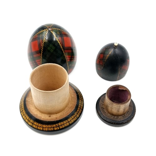 9 - Two lovey examples of 19th century Scottish tartanware string holders. Total weight - 71 grams.