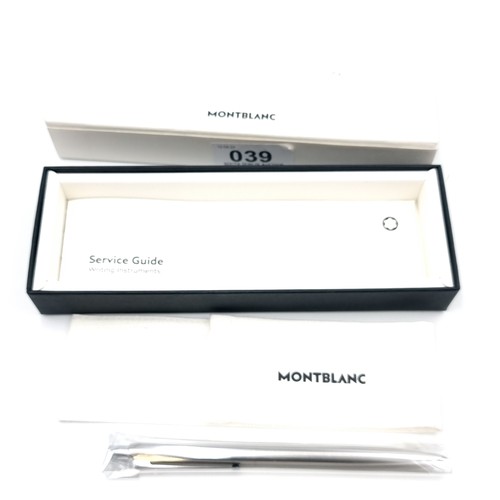 39 - Star Lot : An unused Mont Blanc ballpoint pen with Mont Blanc markings. Comes in original box with i... 