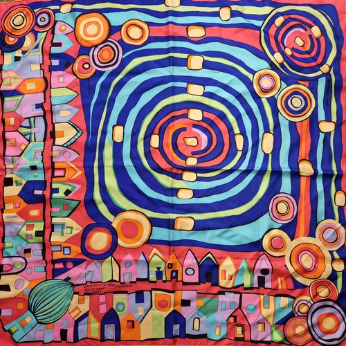 988 - A fabulous Frey Wille Hommage à Hundertwasser Italian silk scarf.