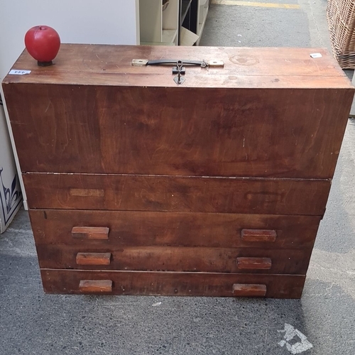 444 - Star lot : A fabulous Vcaprenters vintage wooden tool chest with drawers, containing antique hand to... 