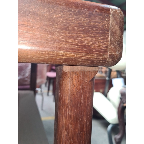 456 - A handsome mid century modern teak two tier consoles  table with shelf, clean lines. Will look great... 