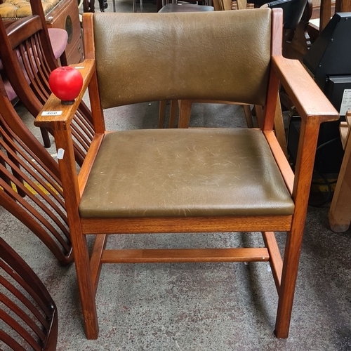 460 - A very handsome Mid-Century Modern armchair with oak frame and green leather upholstery.