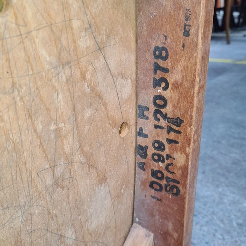 470 - Wooden stool with a patterned fabric seat. Could be a piano stool