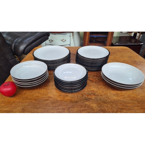 471 - Collection of 47 Denby ceramic dinnerware pieces, including dinner plates, bowls, and side plates, w... 