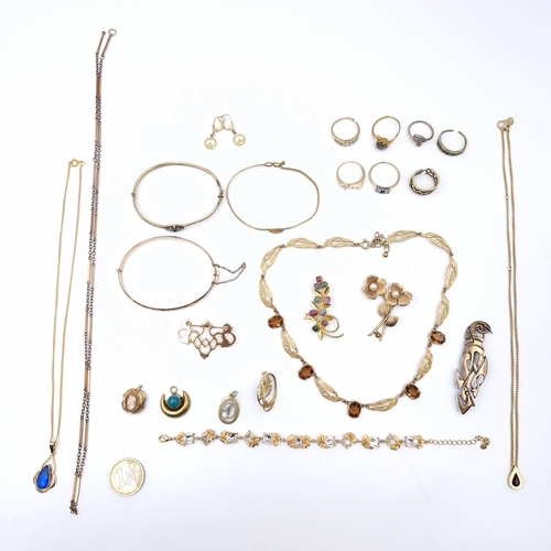 18 - A nice collection of gold plated items together with some costume jewellery consisting of bracelets,... 