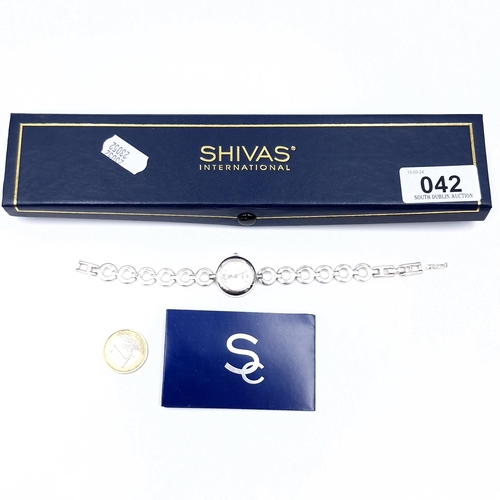 42 - A Sterling Silver Shivas International quartz wristwatch set with numeral patterned dial with sweep ... 