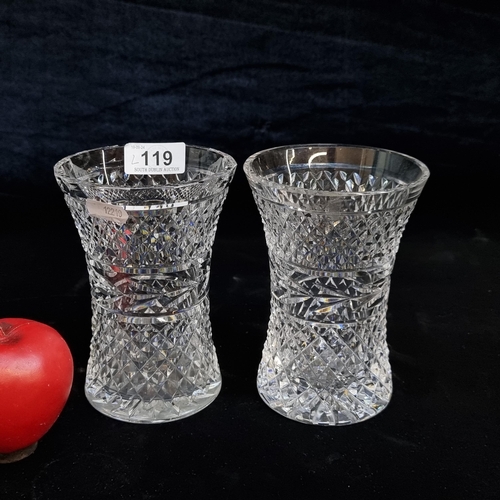 119 - A pair of Waterford Crystal vases both in the Glandore pattern. Both in good condition retaining aci... 