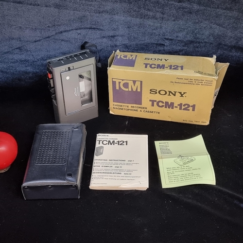 169 - A Sony TCM - 121 cassette recorder complete in rare original box, with case and manuals. Nice piece ... 