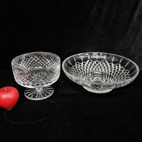 222 - Two beautiful large  Crystal items. Includes a 'Tyrone Crystal' footed/pedestal bowl. With acid mark... 