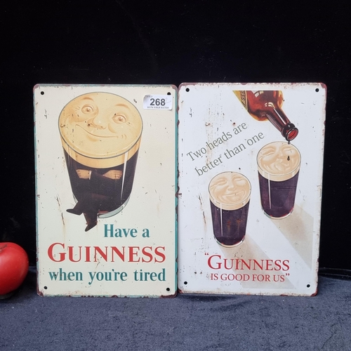 268 - Two printed metal wall signs advertising Guinness.