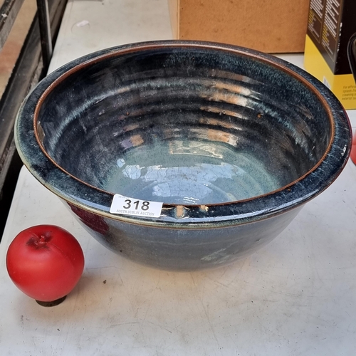 318 - A gorgeous very large Louis Mulcahy Irish studio art pottery centrepiece bowl. Wonderful deep blue g... 