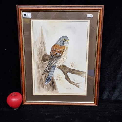 96 - A wonderful original 'Breda Fox' (Irish) watercolour on paper painting. Features a Falcon perched on... 