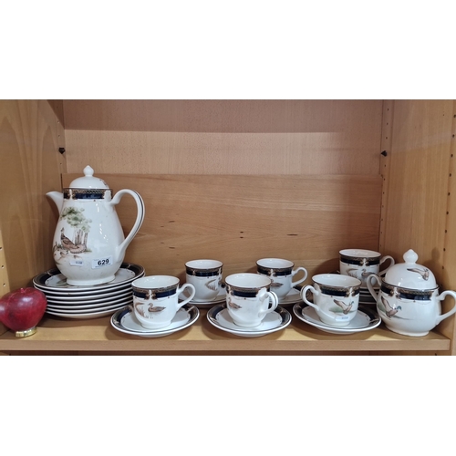 629 - A super keltcraft by Noritaki Porcelain tea set features duck motif, includes coffee pot, lidded sug... 