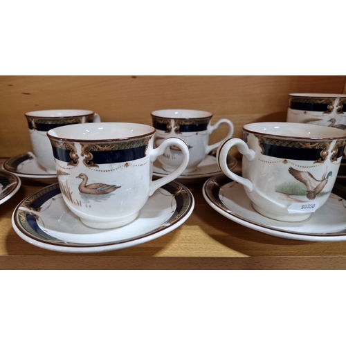 629 - A super keltcraft by Noritaki Porcelain tea set features duck motif, includes coffee pot, lidded sug... 