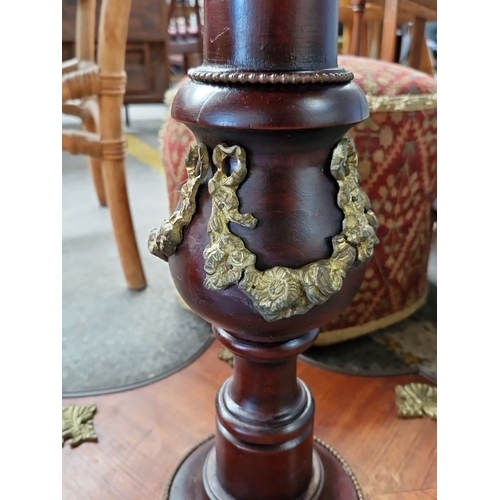 667 - Star Lot : A stunning Vintage French Louis XV1 Burl Marquetry pedestal table with ornate brass accen... 