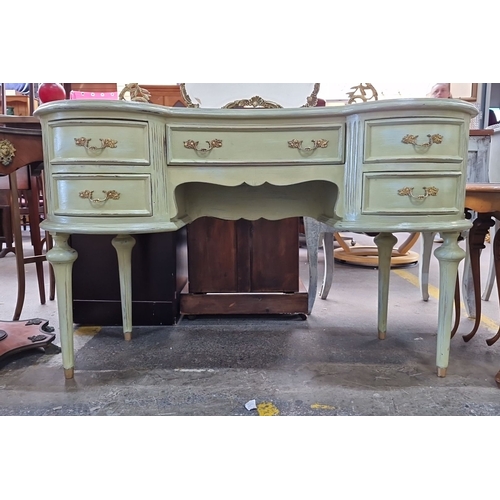 671 - Star Lot : A stunning vintage vanity table with an ornate gilt mirror and candelabra garnitures . Pa... 