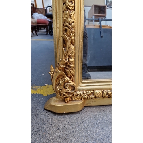 678 - Super Star Lot : A fabulous large Giltwood overmantel mirror with detailed floral and scrollwork car... 