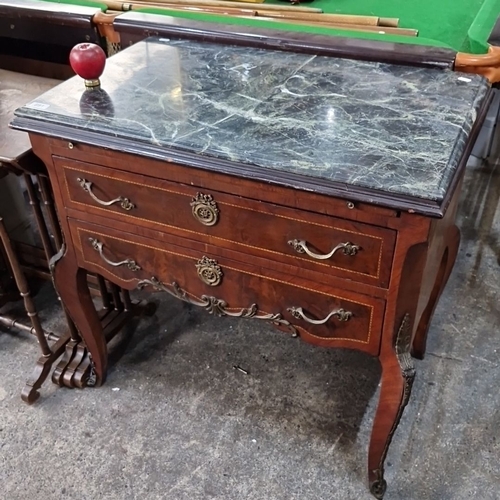 691 - Star Lot : A very handsome 19th-century style  Louis XV-style mahogany with cold Italian marble-top ... 