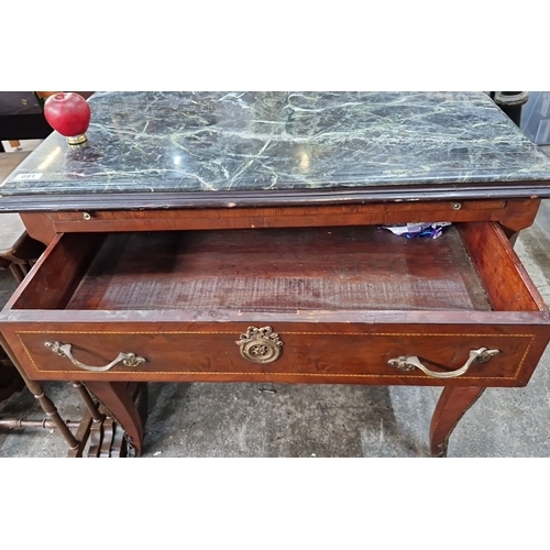 691 - Star Lot : A very handsome 19th-century style  Louis XV-style mahogany with cold Italian marble-top ... 