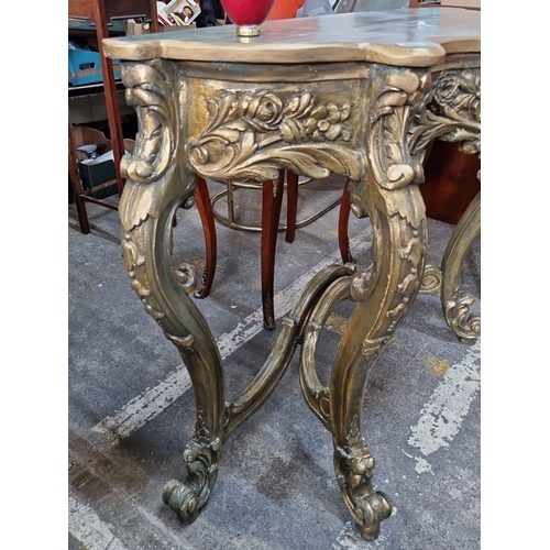 692 - Star Lot ; A very ornate French console table with intricately hand carved floral and scroll details... 