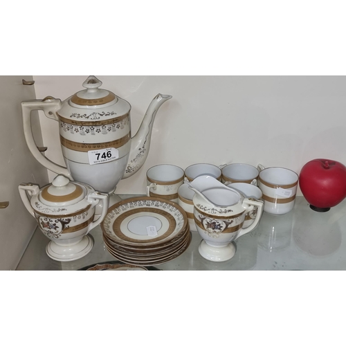 746 - A collection of 15 vintage Japanese hand painted crockery set including coffee pot, cups and saucers... 