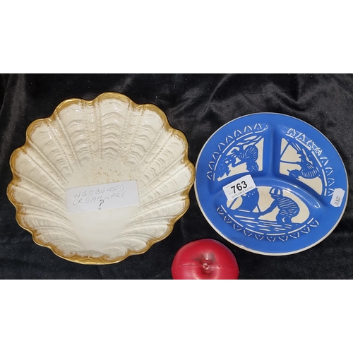 763 - An antique Villeroy & Boch serving plate and an English creamware plate possibly Wedgwood.